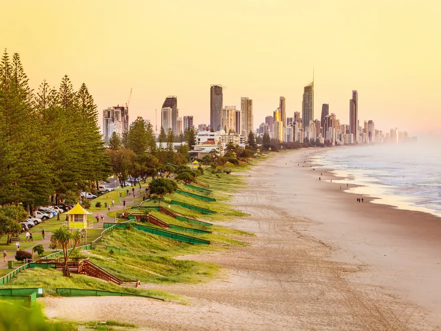 The Gold Coast beachfront and skyline